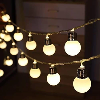 Image of Solar Outdoor Bulb String Lights, 5m 20LED Festoon Light Globe Fairy Lights Waterproof for Garden Indoor (Warm)