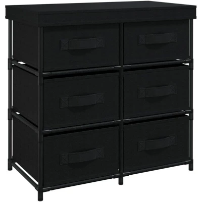 Image of vidaXL Black Steel Storage Cabinet Modern Design with 6 Separate Fabric Drawers, Easy Assembly, Lightweight and Compact Ideal for Living Room, Bedroom, Bathroom, Hallway