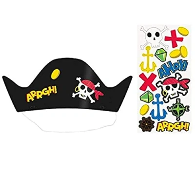 Image of Ahoy Pirate Party Hats (15cm x 38cm) Multi Color Set Sail with Unique Bold Designs &amp; Vibrant Colors Perfect for Themed Celebrations Festive Events 8ct