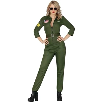 Image of FIESTAS GUIRCA Adult Fighter Pilot Fancy Dress Costume Women Size 14 16