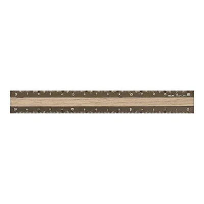 Image of Midori 42280006 Ruler, Aluminum, Wood, 5.9 inches (15 cm), Brown x