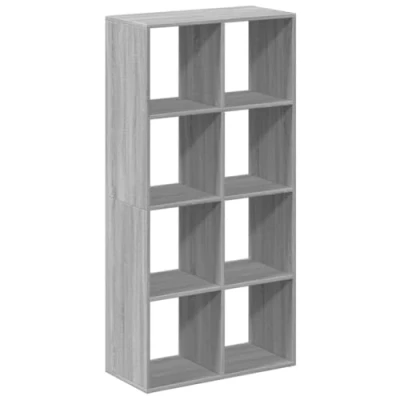 Image of vidaXL Room Divider Bookcase 6 Cubical Compartments Grey Sonoma Engineered Wood Bookshelf Modern Freestanding Storage Unit