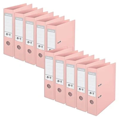 Image of Esselte, Solea, A4 Lever Arch File, 75 mm Spine, 500 sheets Capacity, PP, Plastic Cover, Files &amp; Folders, 628536, Pack 10, Solea Peach