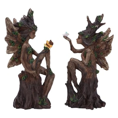 Image of Nemesis Now Woodland Beauty (set of 2) Figurines 15.5cm, Resin, Brown, Two Tree Fairies Figures, Ornaments, Collectable Giftware, Cast in the Finest Expertly Hand Painted