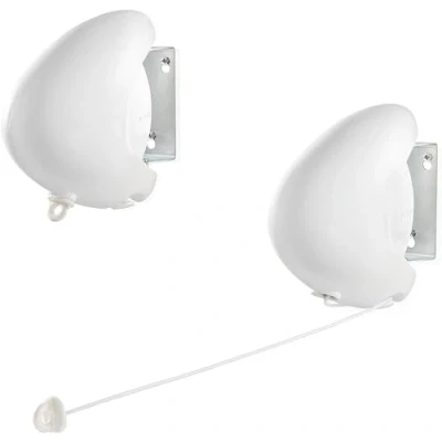 Image of Leifheit Rollfix 80 Longline Wall Mounted Towel Rack, Foldaway Clothes Airer for Indoor &amp; Outdoor, Drying Rack or 8 m Space, White
