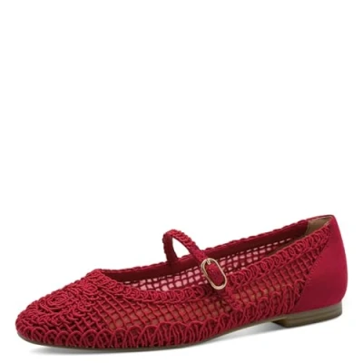 Image of Tamaris Ankle strap ballet pumps, Women&#039;s, Size: 8, Red shoes