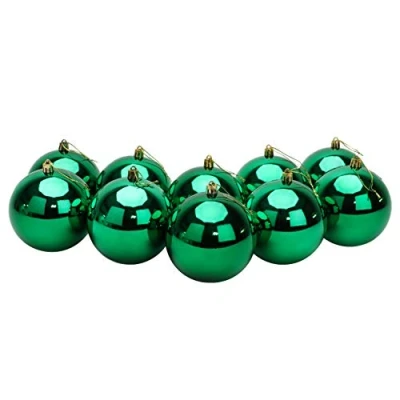 Image of Toyland® 10 Extra Large 100mm Colour Christmas Baubles Tree Decorations (Green)