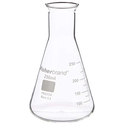Image of Glass Conical Flask 250ml Measuring Flask, Molecular Erlenmeyer Chemistry