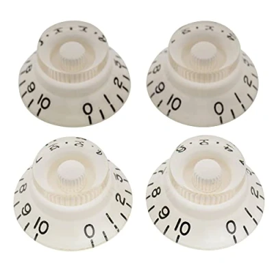 Image of Musiclily Pro Imperial Inch Size Bell Top Hat Knobs Compatible with USA Made Les Paul Style Electric Guitar, White (Set of 4)