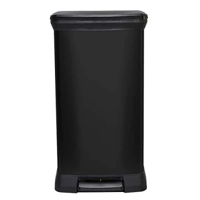 Image of Curver Metal Effect 70% Recycled Kitchen Pedal Touch Deco Bin 50 Litres Black