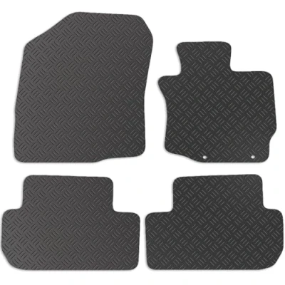 Image of Carsio Rubber Car Mats For Mitsubishi Outlander 2013+ Automatic Tailored Fit Floor Mat Set Complete Accessory Black Custom Fitted All Weather &amp; Heavy Duty, Anti Slip Backing with Clips