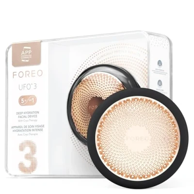 Image of FOREO UFO 3 5 in 1 Full Facial LED Mask Treatment Deep Moisturiser Anti Aging Face Beauty Thermotherapy Cryotherapy Massager Black