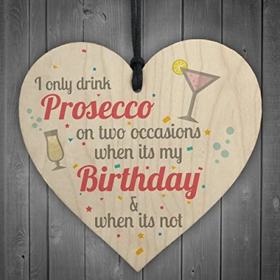 Image of RED OCEAN Prosecco Wooden Wall Hanging Heart Friend Friendship Plaque Sign Funny Birthday Gift Alcohol