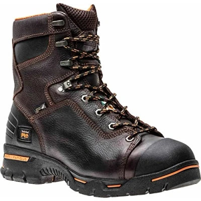 Image of Timberland Pro 52561 Endurance 8&quot; Steel Toe Brown Boots Size 9 M UK