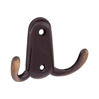 Image of OBF Grimme 756151 36 Canelli Coat Hook Patinated Width 17 mm Height 86 Double Die Cast Zinc