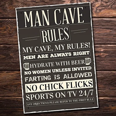 Image of RED OCEAN Man Cave Rules Hanging Sign Funny Shed Grandad Present