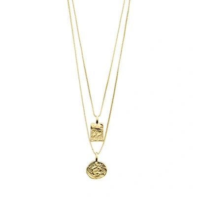 Image of PILGRIM VALKYRIA Coin Necklace 2 in 1 Set, Brass Gold
