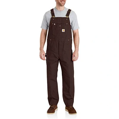 Image of Carhartt Men&#039;s 102776 Duck Bib Overalls Unlined 32W x 34L Dark Brown