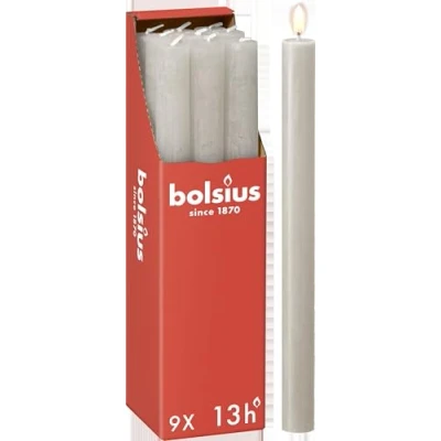 Image of Bolsius Dinner Candle Rustic Sandy Grey 27 cm 9 Pieces