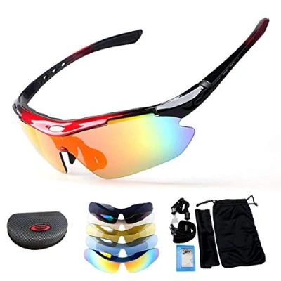 Image of HugeAuto Polarized Sport Sunglasses, X7 Army Sunglasses Military Tactical Goggles With 4 Interchangeable Lens, Protective Glasses for Men and Women in Running Cycling Skiing Fishing