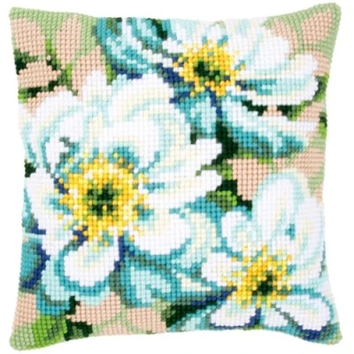 Image of Vervaco Japanese Anemones II Cross Stitch Cushion, Multi Colour