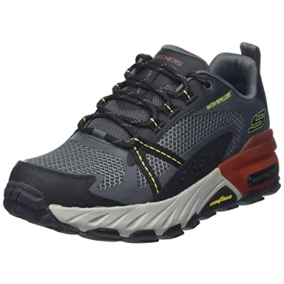 Image of Skechers Men&#039;s MAX Protect Walking Shoe, Charcoal Leather/Synthetic/Mesh/Multi Trim, 7 UK