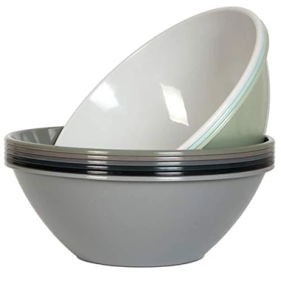 Image of Youngever 9 Pack 3000ML Re usable Plastic Mixing and Serving Bowls, Popcorn Salad Chip Dip in Colors (Urban)