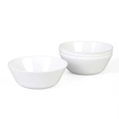 Image of LaGlint 16OZ White Cereal Bowl, Opal Glass 473ml Soup Bowl Set of 4, 6 inch Dishwasher &amp; Microwave Safe Round Bowls for Cereal, Soup, Salad and Rice