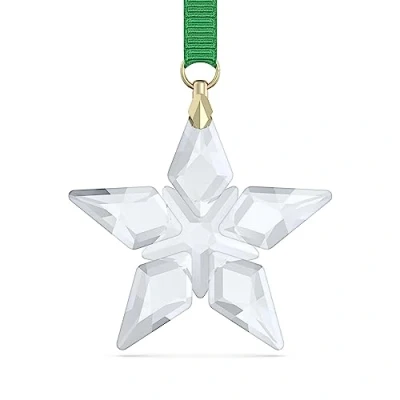 Image of Swarovski Annual Edition 2023 Little Star Ornament with Green Ribbon and Gold Tone Finished Accents, Part of the Collection