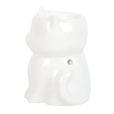 Image of Charming Cat Themed Oil Burner Wax Melt &amp; Fragrance Accessory, Perfect Lover&#039;s Gift White Ceramic Decor