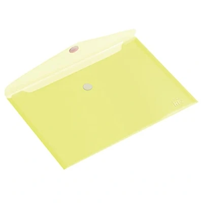 Image of Europel Pack of 10 Wallet Folder, A5 Size, Envelope Document Folder with Hook and Loop Closure, Clear Yellow, for Home, Offices, School Businesses, Landscape Organizer Holder
