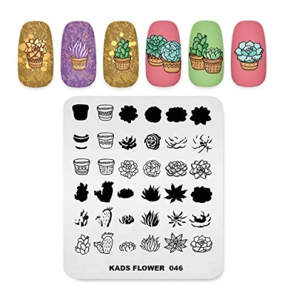 Image of KADS New Nail Stamping Plate Flower Succulents Art Stamp Template DIY Image Manicure Stencil Tools (FL046)