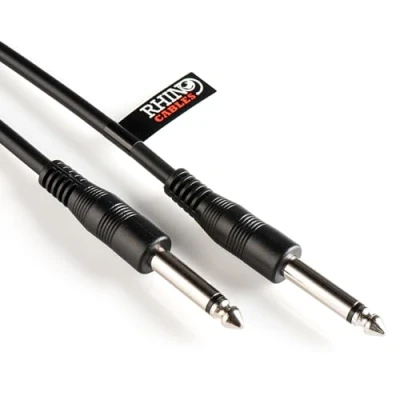Image of rhinocables Stereo Audio Cable 6.35mm 1/4&quot; Lead Mono Jack Instrument Plugs (Male to Male) for Electric Guitar, Bass, Amp, Keyboard, and Sound Mixing, Black (3m)