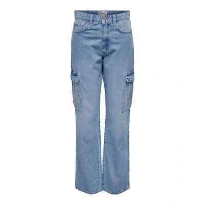 Image of ONLY Onlriley Cargo Straight leg jeans, Women&#039;s, Size: 31x34, Light blue denim