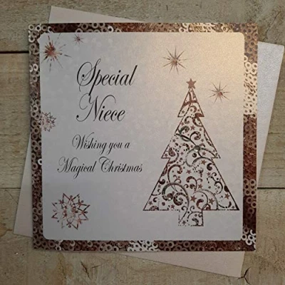 Image of White Cotton Cards C3 N&quot;Special Niece&quot; Handmade Christmas Card