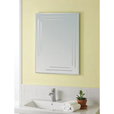 Image of Showerdrape Chelsea Frameless Bathroom Wall Mirror, Mounted Mirror For Bathroom, Modern Diamond Cut Vanity Rectangular Mirrors Living Room Bevelled Edge Bedroom.