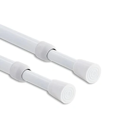 Image of GCurtain 2PCS Shower Curtain Pole No Drilling, Spring Tension Pole, 27 47 Inch, 1/2 Inch Diameter, Rubber Cap on Either End, White