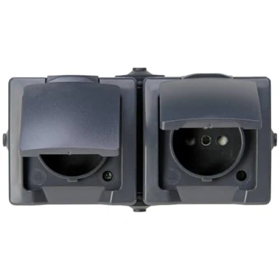 Image of Kopp 137115006 Nautic 2 fach MSK Steckdose Central Protective Contact Socket, 2fach waagerecht