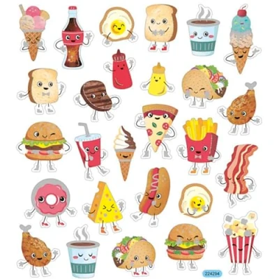 Image of Self Adhesive Plastic Stickers with Shiny Foil Details 15x16.5 cm, 1 Sheet