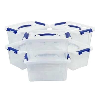 Image of Nesmilers 6 Pack Plastic Boxes with Lid, Liter Small Clear Storage Box