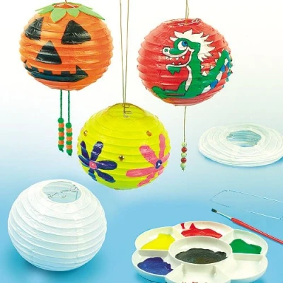 Image of Baker Ross EK3122 Paper Lanterns (Pack of 4), Assorted