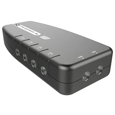 Image of SLx TV Signal Booster Aerial Amplifier, 4 Way Distribution Amplifier with Coax Connections, 4G &amp; 5G Filtering, Indoor Aerial, HD 4K TV/FM/DAB Freeview, Variable Gain Control