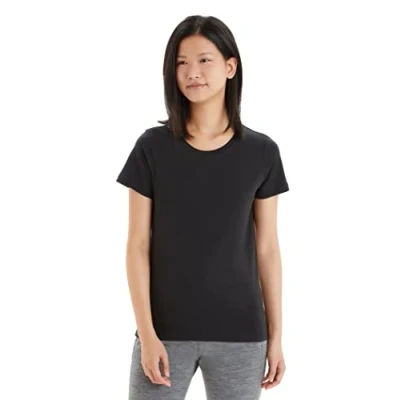 Image of Icebreaker Women&#039;s Tencel Lyocell Cotton SS T Shirt for Everyday Use, Adventure, Gym &amp; Training Black, L