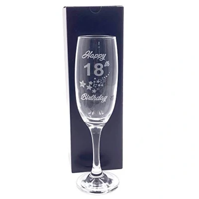 Image of ukgiftstoreonline 18th Birthday Stars Champagne Flute Glass Gift Boxed