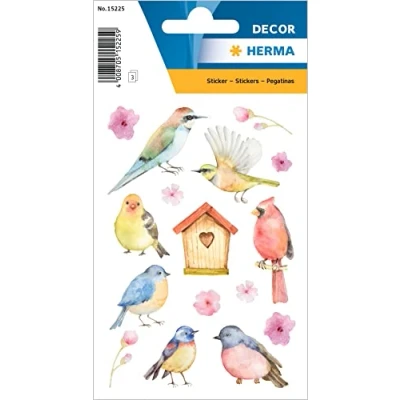Image of HERMA 15225 Animal Stickers for Children, Songbirds (48 Stickers, Paper, Matte) Self Adhesive, Permanent Adhesive Motif Labels Girls and Boys, C