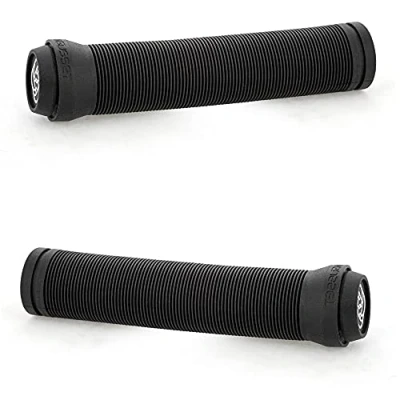 Image of Gusset Sleeper Flangeless BMX/Scooter Handlebar Grips Black, 147mm / Single Ply Soft Rib Profile Push in End Plug Hand Comfort Handle Bar Pair Bike Ride Scoot Sport Cycling Cycle Part Component Set