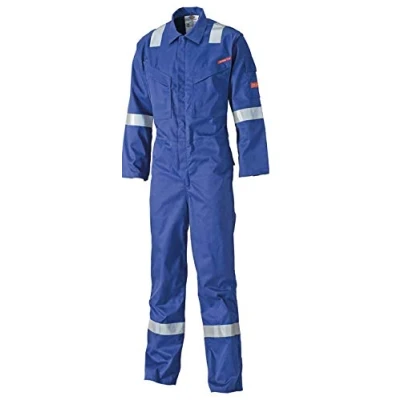 Image of Dickies Pyrovatex Coverall Flame Retardant Overall 32&#039;&#039; LEG FR5402 Boiler Suit Reflective Tape Side Pockets ROYAL TALL (60)