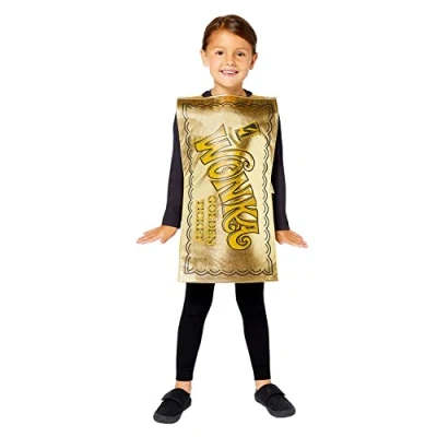 Image of amscan 9908992 Kids Officially Licensed Warner Bros. Willy Wonka Golden Ticket Tabard Fancy Dress Costume Age: 3 7 Yrs