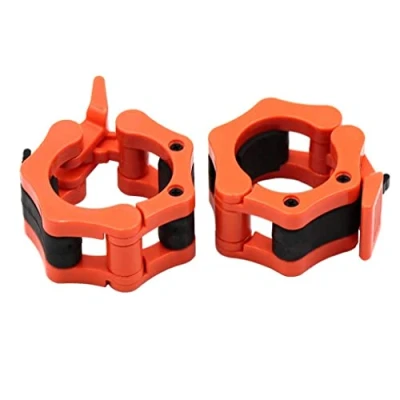 Image of Barbell Clamps Olympic Spinlock Collars Dumbbell Clips Weight Lifting Bar Lock Quick Release Professional Buckle 1 Pair for Gym Exercise Fitness Body Building 50 mm (Orange)
