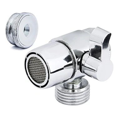 Image of Diverter Valve (M22 X M24), JTDEAL Premium Alloy Shower for Kitchen or Bathroom Sink Faucet Mental Adapter Single Handle Polished Chrome